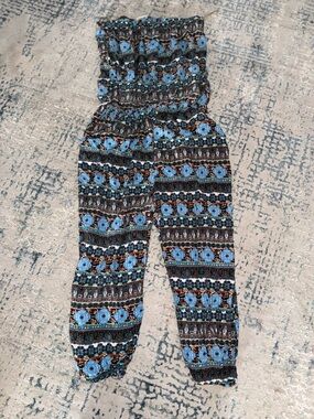 NaNa Blue Floral Smocked Tube Romper